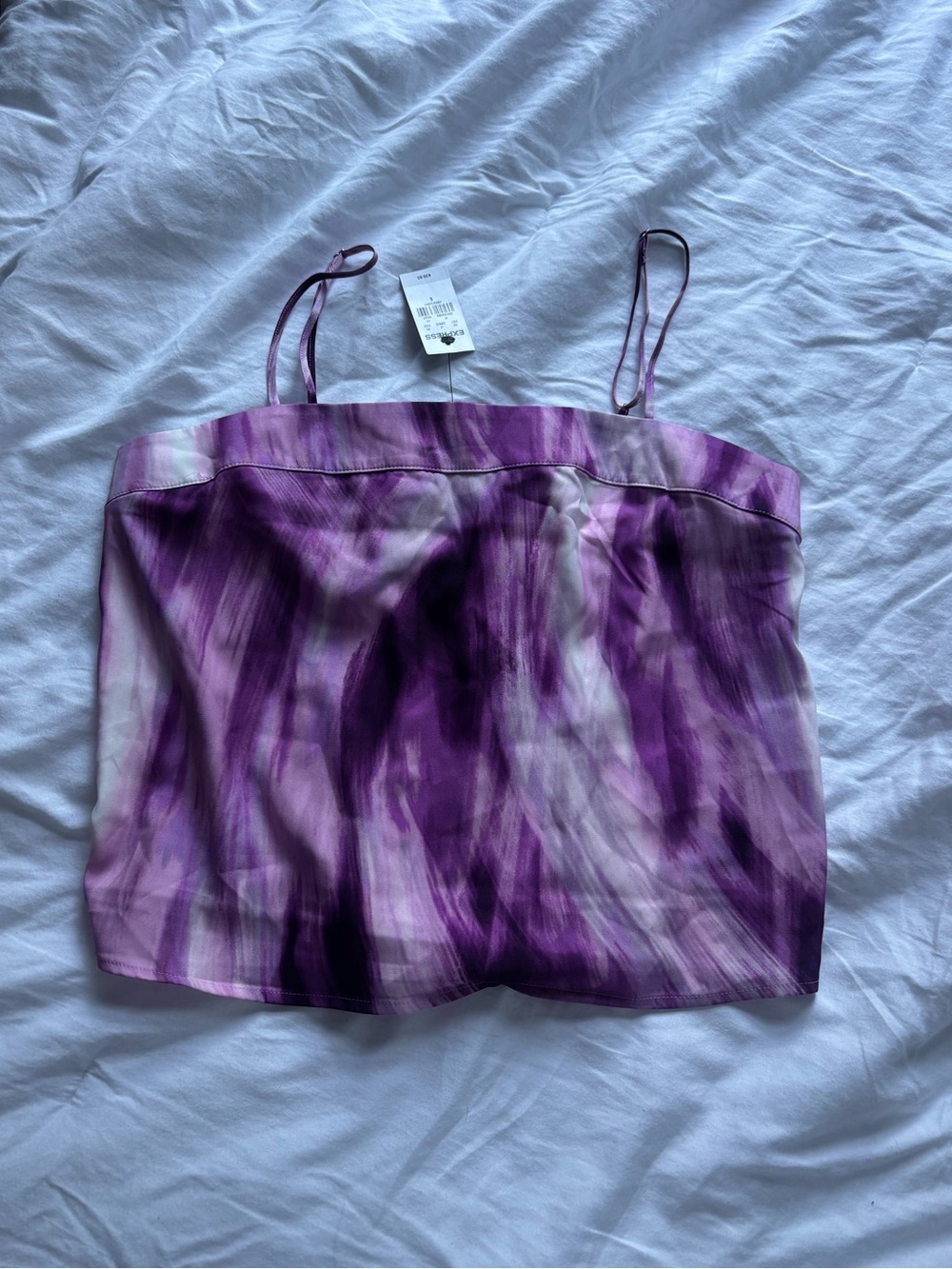 Express NWT Purple Watercolor Satin Cami with Spaghetti Straps
